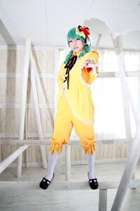 Rating: Safe Score: 0 Tags: 1girl closed_eyes dress flower full_body green_hair hair_ornament kanaria shoes solo standing yellow_dress User: admin