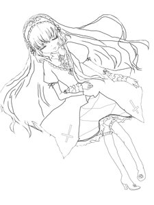 Rating: Safe Score: 0 Tags: 1girl closed_eyes dress full_body greyscale hairband image long_hair monochrome puffy_sleeves short_sleeves solo striped suigintou thighhighs very_long_hair User: admin