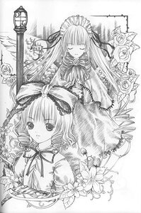 Rating: Safe Score: 0 Tags: 2girls bow closed_eyes dress flower greyscale hinaichigo image long_hair looking_at_viewer monochrome multiple_girls pair ribbon rose shinku User: admin