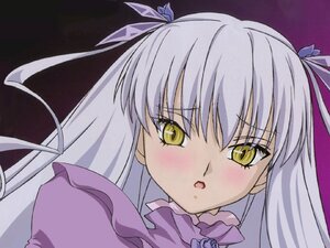 Rating: Safe Score: 0 Tags: 1girl :o artist_request bangs barasuishou blush close-up dress eyebrows_visible_through_hair flower frills hair_ribbon image long_hair looking_at_viewer open_mouth ribbon rozen_maiden silver_hair simple_background solo two_side_up upper_body yellow_eyes User: admin