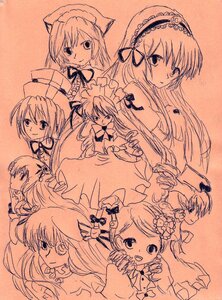 Rating: Safe Score: 0 Tags: 6+girls dress drill_hair hair_ornament hat hina_ichigo image kanaria long_hair long_sleeves looking_at_viewer monochrome multiple multiple_girls open_mouth shinku short_hair sketch smile suigintou suiseiseki tagme traditional_media twintails wings User: admin