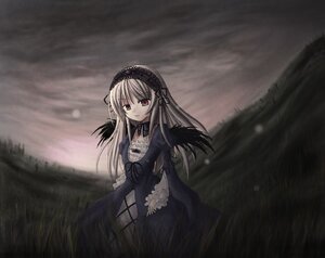 Rating: Safe Score: 0 Tags: 1girl artist_request black_dress black_ribbon black_wings cloud cloudy_sky detached_collar dress field flower frills grass graveyard hairband image long_hair long_sleeves looking_at_viewer outdoors photoshop_(medium) pink_eyes red_eyes ribbon rose rozen_maiden silver_hair sky solo standing suigintou very_long_hair wings User: admin