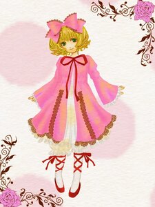 Rating: Safe Score: 0 Tags: 1girl blonde_hair bow dress flower frills full_body green_eyes hair_bow hina_ichigo hinaichigo image long_sleeves looking_at_viewer pantyhose pink_bow pink_dress pink_flower pink_rose ribbon rose shoes short_hair smile solo standing white_legwear User: admin