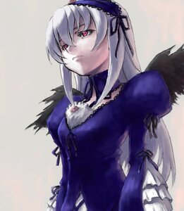 Rating: Safe Score: 0 Tags: 1girl artist_request black_wings detached_collar dress frills hairband image long_hair long_sleeves lowres pale_skin pink_eyes puffy_sleeves red_eyes ribbon rozen_maiden silver_hair simple_background solo suigintou upper_body wings User: admin