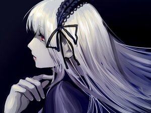 Rating: Safe Score: 0 Tags: 1girl bangs black_background black_dress black_ribbon dress eyebrows_visible_through_hair from_side hair_ribbon hairband image long_hair profile red_eyes ribbon simple_background solo suigintou User: admin