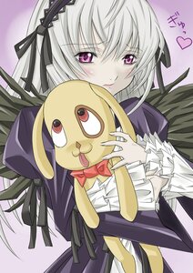 Rating: Safe Score: 0 Tags: 1girl blush dress frilled_sleeves frills hairband heart image long_hair long_sleeves looking_at_viewer pink_eyes silver_hair smile solo suigintou very_long_hair wings User: admin