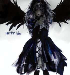 Rating: Safe Score: 0 Tags: 1girl angel_wings auto_tagged black_wings doll_joints dress feathered_wings image joints long_hair long_sleeves open_mouth solo suigintou wings User: admin