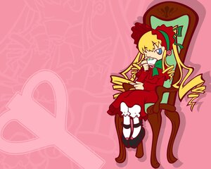 Rating: Safe Score: 0 Tags: 1girl blonde_hair blue_eyes bonnet bow chair cup dress drill_hair drinking eating image long_hair long_sleeves pink_bow red_dress shinku sitting solo teacup very_long_hair User: admin
