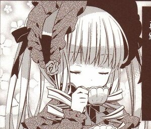 Rating: Safe Score: 0 Tags: 1girl closed_eyes flower gloves hat image long_hair long_sleeves monochrome ribbon shinku solo upper_body User: admin