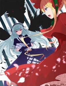 Rating: Safe Score: 0 Tags: 2girls blonde_hair blue_eyes bonnet dress flower frills hairband image lolita_hairband long_hair long_sleeves multiple_girls open_mouth pair petals red_dress red_eyes rose shinku silver_hair suigintou weapon wings User: admin