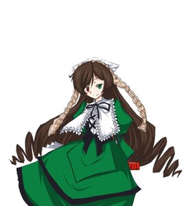 Rating: Safe Score: 0 Tags: 1girl brown_hair dress drill_hair frills green_dress green_eyes heterochromia image long_hair long_sleeves looking_at_viewer red_eyes simple_background smile solo suiseiseki twintails very_long_hair white_background User: admin