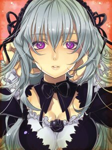 Rating: Safe Score: 0 Tags: 1girl black_ribbon breasts cleavage commentary_request detached_collar gothic_lolita hairband image large_breasts lolita_fashion lolita_hairband long_hair looking_at_viewer lowres ozone parted_lips purple_eyes ribbon rozen_maiden silver_hair solo suigintou User: admin