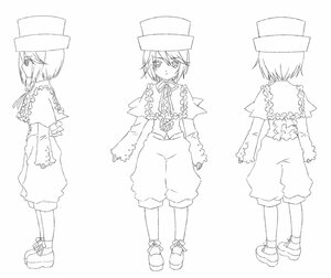 Rating: Safe Score: 0 Tags: auto_tagged character_sheet frills full_body greyscale hat image lineart long_sleeves monochrome ribbon shoes short_hair shorts solo souseiseki standing striped turnaround underwear User: admin