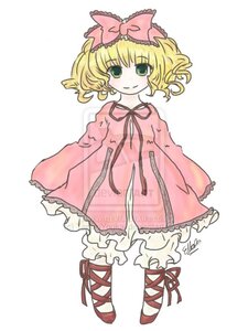 Rating: Safe Score: 0 Tags: 1girl blonde_hair blush bow dress frills full_body green_eyes hair_bow hina_ichigo hinaichigo image long_sleeves looking_at_viewer pink_bow pink_dress ribbon short_hair simple_background sleeves_past_wrists smile solo striped white_background User: admin