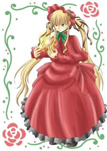 Rating: Safe Score: 0 Tags: 1girl black_footwear blonde_hair blue_eyes bonnet bow bowtie dress frills full_body green_neckwear image long_hair long_sleeves looking_at_viewer red_dress shinku shoes solo standing twintails very_long_hair white_background User: admin