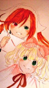 Rating: Safe Score: 0 Tags: 2girls blonde_hair bow green_eyes hair_bow heterochromia hina_ichigo hinaichigo image long_hair looking_at_viewer multiple_girls pair red_eyes ribbon siblings sisters smile suiseiseki User: admin