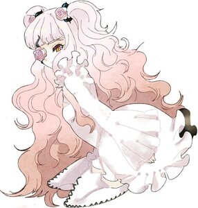 Rating: Safe Score: 0 Tags: 1girl dress flower image kirakishou long_hair pink_hair pink_rose rose sitting solo striped thorns wavy_hair User: admin