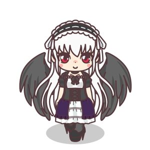 Rating: Safe Score: 0 Tags: 1girl black_wings blush chibi dress feathered_wings frills full_body hairband image long_hair looking_at_viewer red_eyes short_sleeves silver_hair smile solo striped suigintou white_background wings User: admin