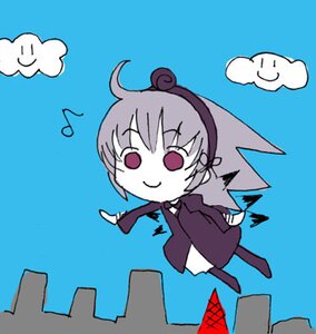 Rating: Safe Score: 0 Tags: 1girl blue_background chibi eighth_note flying humming image long_sleeves lowres musical_note rozen_maiden smile solo spoken_musical_note suigintou takanashi User: admin