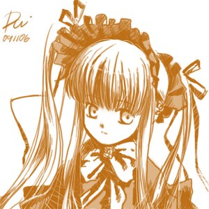 Rating: Safe Score: 0 Tags: 1girl bow bowtie dress frills image long_hair long_sleeves looking_at_viewer monochrome shinku sidelocks simple_background solo twintails upper_body white_background User: admin