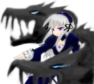 Rating: Safe Score: 0 Tags: 1girl black_wings blurry blurry_background blurry_foreground depth_of_field detached_collar dress frilled_sleeves frills gem hairband image lolita_hairband long_sleeves motion_blur ribbon silver_hair simple_background solo suigintou white_background wings User: admin