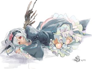 Rating: Safe Score: 0 Tags: 1girl 8981 bad_id bad_pixiv_id black_wings boots doll_joints dress flower frills gothic_lolita hairband image joints lolita_fashion long_hair long_sleeves lying on_side red_eyes ribbon rose rozen_maiden silver_hair solo suigintou wings User: admin