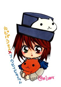 Rating: Safe Score: 0 Tags: 1girl :o blush green_eyes hat heterochromia image long_sleeves looking_at_viewer red_eyes red_hair simple_background solo souseiseki stuffed_animal upper_body white_background User: admin