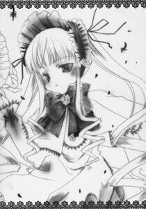 Rating: Safe Score: 0 Tags: 1girl blush bowtie dress flower frills greyscale image long_hair long_sleeves looking_at_viewer monochrome shinku solo twintails very_long_hair User: admin