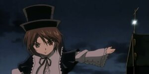 Rating: Safe Score: 0 Tags: 1girl black_dress brown_eyes brown_hair dress frills hat image long_sleeves night night_sky ribbon short_hair sky solo souseiseki top_hat User: admin