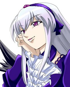 Rating: Safe Score: 0 Tags: 1girl auto_tagged frills hairband image long_hair long_sleeves looking_at_viewer silver_hair simple_background solo suigintou upper_body white_background User: admin