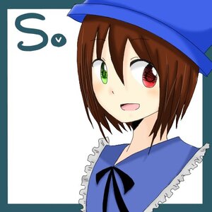 Rating: Safe Score: 0 Tags: 1girl :d auto_tagged blue_headwear blush brown_hair hat heterochromia image looking_at_viewer open_mouth red_eyes ribbon short_hair smile solo souseiseki striped striped_background User: admin