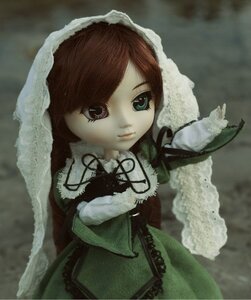 Rating: Safe Score: 0 Tags: 1girl bangs brown_hair closed_mouth doll dress frills green_dress lace long_sleeves looking_at_viewer ribbon solo suiseiseki swept_bangs User: admin