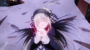 Rating: Safe Score: 0 Tags: 1girl black_dress black_ribbon black_wings blurry closed_eyes dress flower frilled_sleeves frills hairband image long_hair long_sleeves rose silver_hair solo suigintou very_long_hair wings User: admin