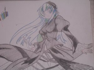 Rating: Safe Score: 0 Tags: 1girl closed_mouth dress image long_hair long_sleeves puffy_sleeves solo suigintou traditional_media User: admin