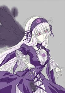 Rating: Safe Score: 0 Tags: 1girl dress flower frills hairband image juliet_sleeves long_hair long_sleeves looking_at_viewer pink_eyes puffy_sleeves purple_flower purple_rose rose solo suigintou very_long_hair wings User: admin