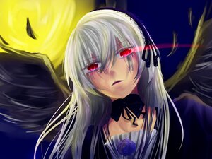 Rating: Safe Score: 0 Tags: 1girl black_wings choker dress feathered_wings feathers flower hairband image long_hair looking_at_viewer pink_eyes red_eyes rose silver_hair solo suigintou wings User: admin