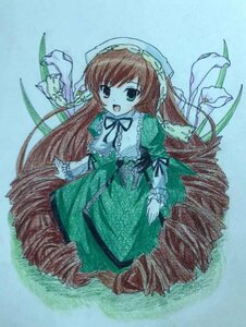 Rating: Safe Score: 0 Tags: 1girl :d blue_background brown_hair dress drill_hair flower frills green_dress heterochromia image long_hair long_sleeves open_mouth smile solo suiseiseki traditional_media twin_drills very_long_hair watering_can User: admin