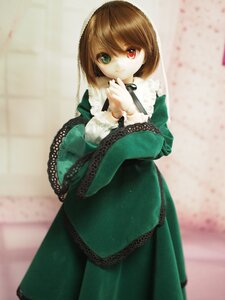 Rating: Safe Score: 0 Tags: 1girl bangs blurry brown_hair doll dress frills green_dress green_eyes heterochromia long_sleeves looking_at_viewer red_eyes short_hair solo souseiseki standing suiseiseki User: admin