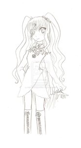 Rating: Safe Score: 0 Tags: 1girl blush boots dress eyepatch greyscale image kirakishou long_hair long_sleeves looking_at_viewer monochrome smile solo standing striped twintails vertical_stripes very_long_hair User: admin