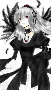 Rating: Safe Score: 0 Tags: 1girl black_dress black_wings detached_collar dress flower frills hairband image long_hair long_sleeves looking_at_viewer pink_eyes rose solo suigintou tree wings User: admin