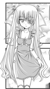 Rating: Safe Score: 0 Tags: 1girl barasuishou breasts cleavage dress greyscale hair_ribbon image long_hair looking_at_viewer medium_breasts monochrome ribbon solo standing striped twintails very_long_hair User: admin