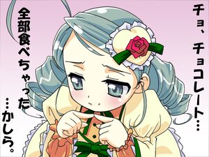 Rating: Safe Score: 0 Tags: 1girl ahoge blush dress drill_hair flower frills hair_ornament image index_finger_raised kanaria long_sleeves looking_at_viewer puffy_sleeves ringlets rose solo twin_drills upper_body yellow_dress User: admin