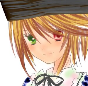 Rating: Safe Score: 0 Tags: 1girl black_ribbon blonde_hair blush closed_mouth face green_eyes hat image looking_at_viewer portrait ribbon short_hair simple_background smile solo souseiseki white_background User: admin