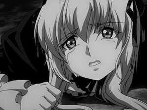 Rating: Safe Score: 0 Tags: 1girl clenched_teeth frills greyscale image long_hair looking_at_viewer monochrome solo suigintou teeth User: admin