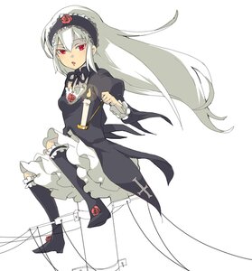 Rating: Safe Score: 0 Tags: 1girl black_dress black_legwear black_panties bow dress floating flower frilled_dress frills hairband image juliet_sleeves lolita_hairband long_hair long_sleeves looking_at_viewer lowe_(slow) photoshop_(medium) red_eyes rose rozen_maiden silver_hair simple_background solo striped suigintou underwear very_long_hair white_background User: admin