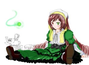 Rating: Safe Score: 0 Tags: 1girl blush boots brown_hair cross-laced_footwear doll dress frills full_body green_dress green_eyes head_scarf heterochromia image long_hair long_sleeves pantyhose red_eyes sitting solo suiseiseki twintails very_long_hair watering_can white_background User: admin