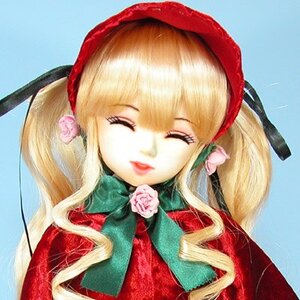 Rating: Safe Score: 0 Tags: 1girl blonde_hair blue_background bonnet closed_eyes doll flower lips long_hair pink_flower pink_rose rose shinku solo upper_body User: admin