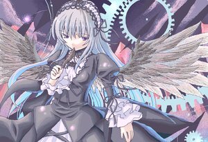 Rating: Safe Score: 0 Tags: 1girl artist_request black_ribbon black_wings blue_hair dress feathered_wings feathers flower frills gothic_lolita hairband image lolita_fashion lolita_hairband long_hair long_sleeves looking_at_viewer oekaki puffy_sleeves purple_eyes ribbon rose rozen_maiden silver_hair solo suigintou very_long_hair wings User: admin