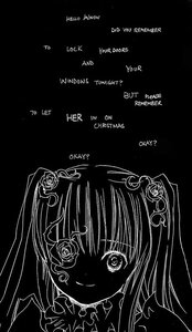 Rating: Safe Score: 0 Tags: 1girl black_background dress flower greyscale hair_ornament image kirakishou long_hair looking_at_viewer monochrome simple_background smile solo twintails User: admin