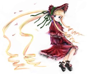 Rating: Safe Score: 0 Tags: 1girl blonde_hair blue_eyes bonnet bow bowtie dress drill_hair full_body green_bow image long_hair long_sleeves looking_at_viewer red_dress shinku shoes simple_background sitting solo twin_drills twintails very_long_hair white_background User: admin